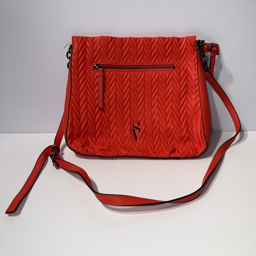 Simply Vera Vera Wang Red Chevron Quilted Crossbody Purse Adjustable Strap